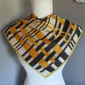 1950s yellow & black basketweave scarf